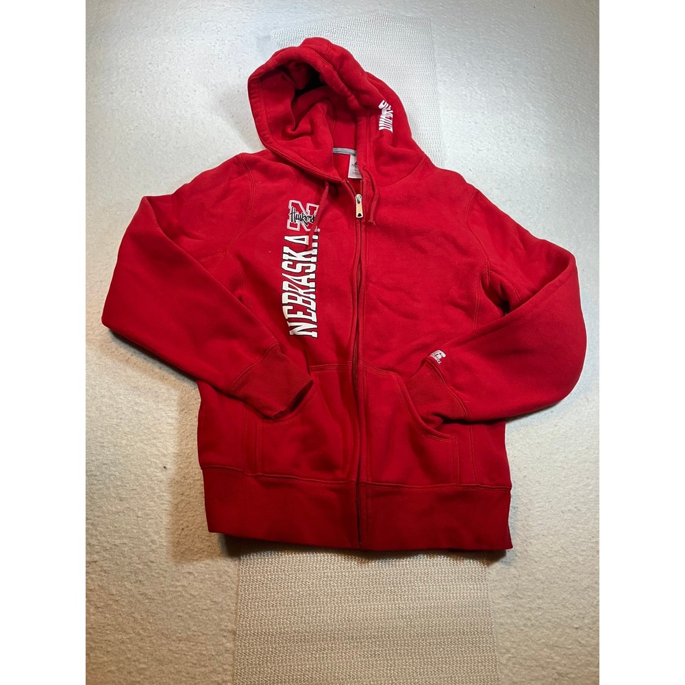 Russell Athletic Red Nebraska Huskers Full Zip Hoodie Mens Medium Sweatshirt